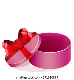 Open gift with red bow
