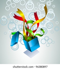 open gift with ribbons