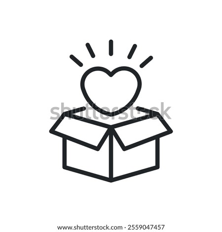 Open gift thin line icons. Editable stroke and Perfect pixel on transparent background