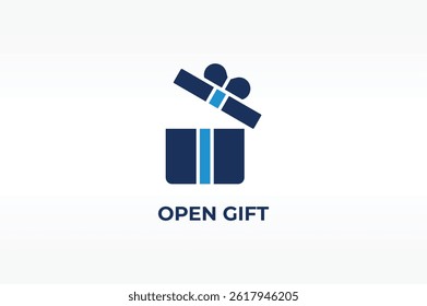 OPEN GIFT vector, icon or logo sign isolated symbol illustration