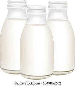 open glass bottle containing pasteurized milk