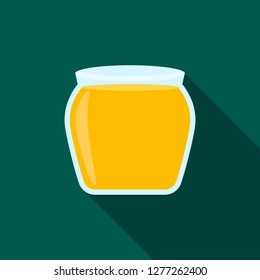 Open glass honey jar icon. Flat illustration of open glass honey jar vector icon for web design