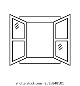 Abra la ventana de cristal con la luz del sol que fluye.