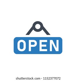 Open glyph style Icon Vector blue