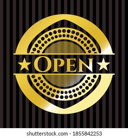 Open gold badge or emblem. Vector Illustration. Detailed. 