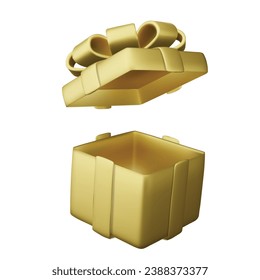 Open gold gift box surprise illustration