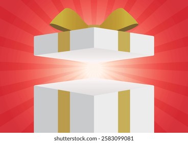 Open gold ribbon gift illustration background material