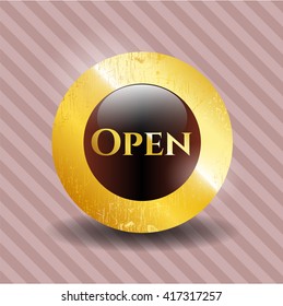 Offenes goldglänzendes Emblem