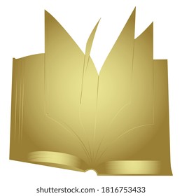 Offenes goldenes Buch. Einzige Vektorgrafik.