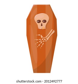 Open grave, cemetery. Element for the celebration of Halloween. Colored caramel. Vector illustration is isolated on a white aphid.