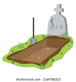 open grave and headstone Concept for Halloween day