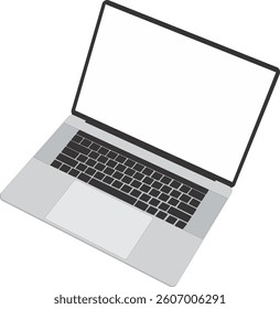 Open gray laptop on white background