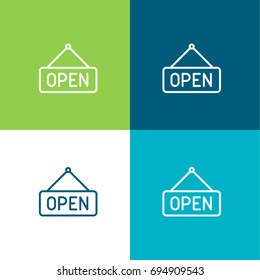 Open green and blue material color minimal icon or logo design