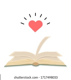 open green book with heart
