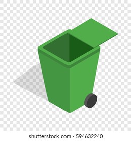 Open green garbage container isometric icon 3d on a transparent background vector illustration