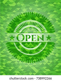 Open green mosaic emblem