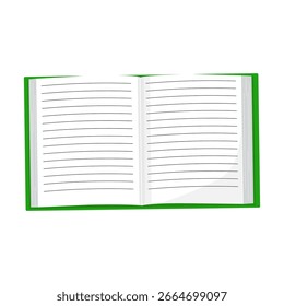 Cuaderno verde abierto con las páginas alineadas listas para escribir la inspiración.