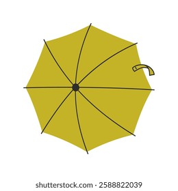 Open Green Umbrella Isolated on a White Background for Spring Designs. Top View