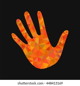 open hand bunch of fives polygonal orange triangles