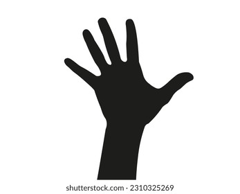 open hand drawing illustration asking for help silhouette and in vector eps format, for icon design as well as article illustration about help, drowning or falling, sinking