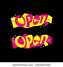 open hand drawn lettering text
