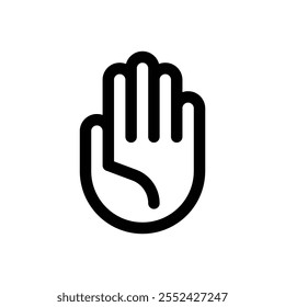 Open hand. Editable stroke vector icon on white background.