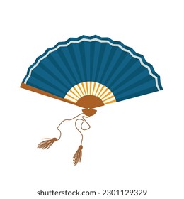 Open hand fan on a white background. Traditional decoration and accessory. Vector flat illustration.	