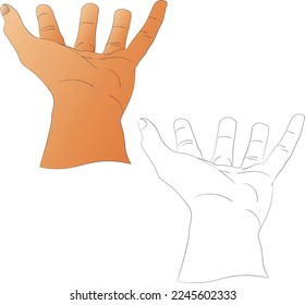 an open hand in flat design