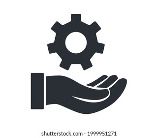 Open hand with gear symbol vector icon
