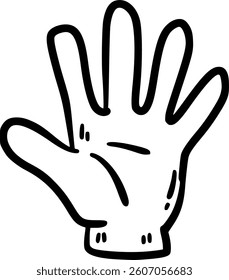 Open hand gesture, outlined hand icon.