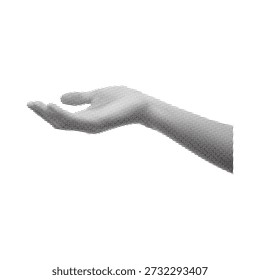 Open Hand Gesture with Palm Up Halftone texture 