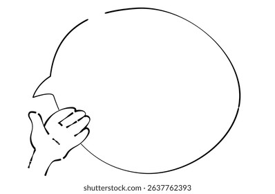 open hand gesture with simple speech balloon illustration