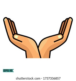 gestos de mano abierta.
el gesto da ánimo. Ilustración manual al estilo de las caricaturas.