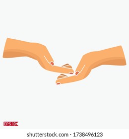 open hand gestures.
gesture gives encouragement. Hand illustration in cartoon style.