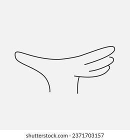 Open hand giving or receiving line illustration. Sketch hand gesture cartoon style. Vector