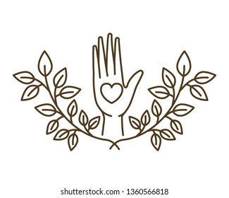open hand with heart isolated icon