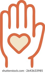 Open Hand with Heart Symbol for Charity, Volunteering, and Humanitarian Aid