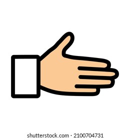 Open Hand Icon. Editable Bold Outline With Color Fill Design. Vector Illustration.