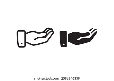 Open hand icon for giving and receiving Vector