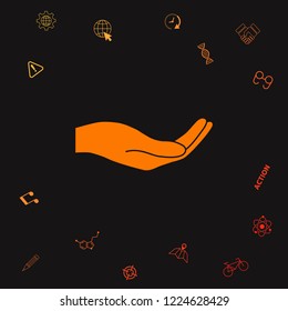 Open hand icon. Graphic elements for your design