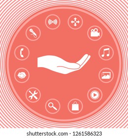 Open hand icon. Graphic elements for your design