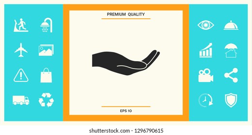 Open hand icon. Graphic elements for your design