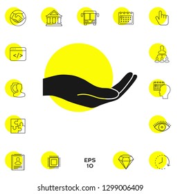 Open hand icon. Graphic elements for your design