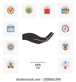 Open hand icon. Graphic elements for your design