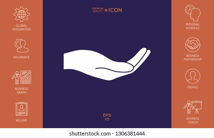 Open hand icon. Graphic elements for your design