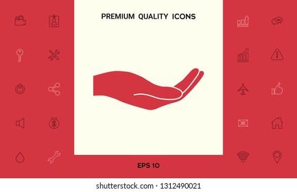 Open hand icon. Graphic elements for your design