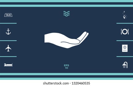 Open hand icon. Graphic elements for your design