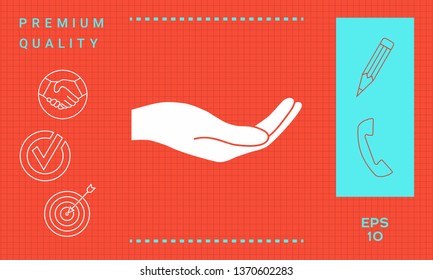Open hand icon. Graphic elements for your design