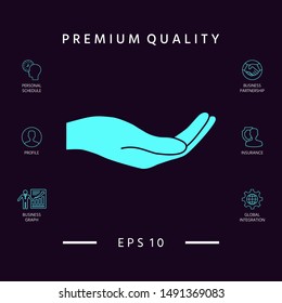 Open hand icon. Graphic elements for your design