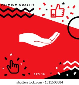 Open hand icon. Graphic elements for your design